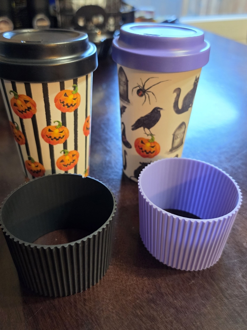 Reusable Halloween Travel Mug Set - Black & Purple - Picture 3 of 6